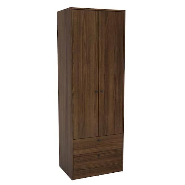 Denmark Dark Brown Armoire With 2 Doors/2 Drawers 70 In. H X 24.5 In. W X  17.5 In. D 402001740003 – The Home Depot In Dark Brown Wardrobes (Photo 15 of 15)