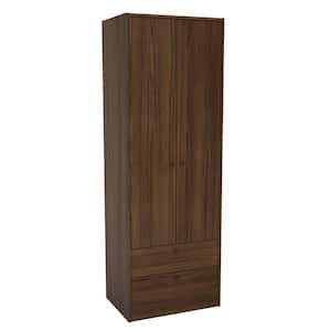 Denmark Dark Brown Armoire With 2 Doors/2 Drawers 70 In. H X 24.5 In. W X  17.5 In. D 402001740003 – The Home Depot Pertaining To Dark Brown Wardrobes (Photo 13 of 15)