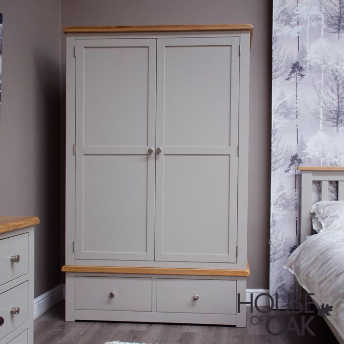 Diamond Grey Double Wardrobe With Drawers | House Of Oak Intended For Wardrobes With Two Drawers (Photo 1 of 15)