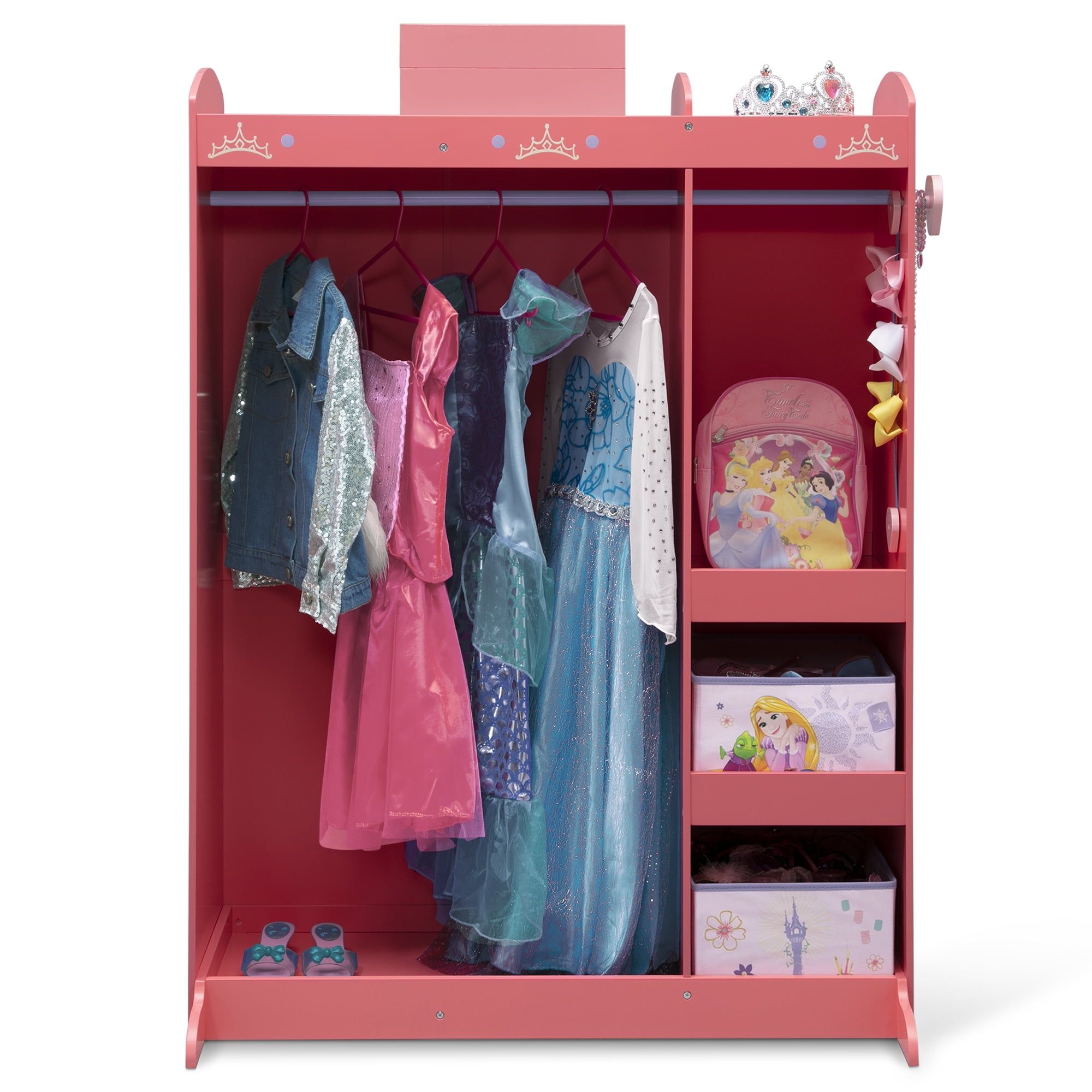 Disney Princess Dress & Play Boutique – Pretend Play Costume Storage Closet/ Wardrobe With Mirror & Shelvesdelta Children, Pink – Walmart Throughout The Princess Wardrobes (Photo 11 of 15)