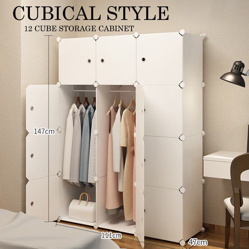 Diy Xl 8 12 16 Cube Storage Cabinet Compartment Wardrobe Rack Shelf  Portable | Ebay Inside Wardrobes With Cube Compartments (View 9 of 15)