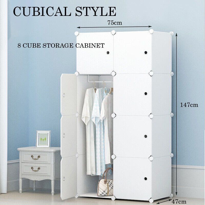 Diy Xl 8 12 16 Cube Storage Cabinet Compartment Wardrobe Rack Shelf  Portable | Ebay Pertaining To Wardrobes With Cube Compartments (View 14 of 15)