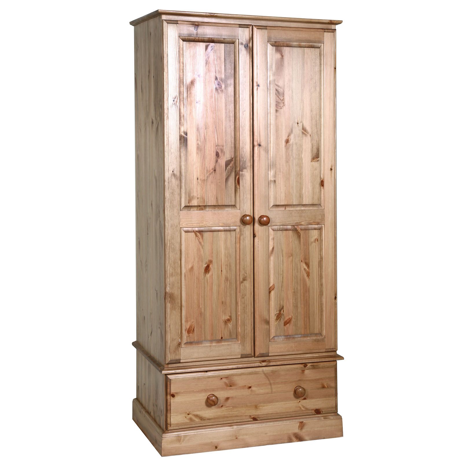 Double Wardrobe (1x Drawer) Solid Pine – Realwoods Throughout Double Pine Wardrobes (Photo 5 of 15)