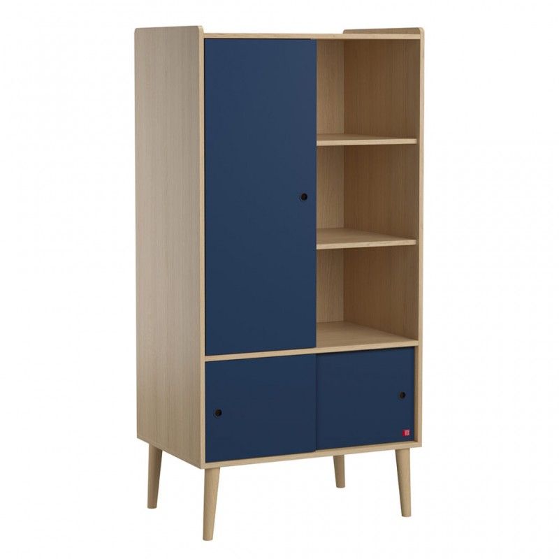 Double Wardrobe Retro Blue – Vox | Design4kids Intended For Argos Double Rail Wardrobes (View 9 of 15)