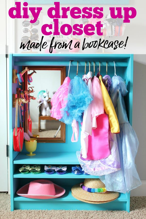 Dress Up Closet: Easy Diy Dress Up Storage From A Bookcase Throughout Kids Dress Up Wardrobes Closet (View 10 of 15)