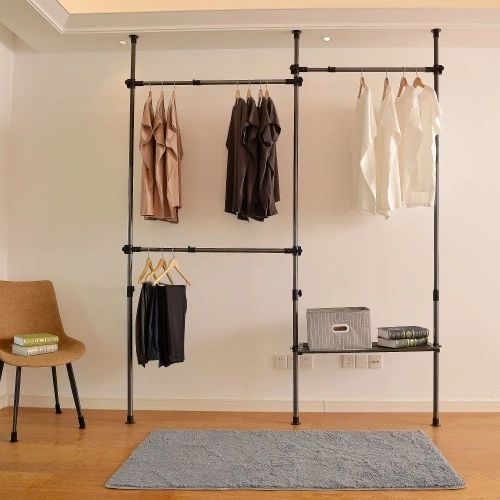 Dropship Adjustable Clothing Rack; Double Rod Clothing Rack; 2 Tier Clothes  Rack; Adjustable Hanger For Hanging Clothes; Closet Rack; Freestanding;  Black To Sell Online At A Lower Price | Doba Intended For 2 Tier Adjustable Wardrobes (Photo 8 of 15)