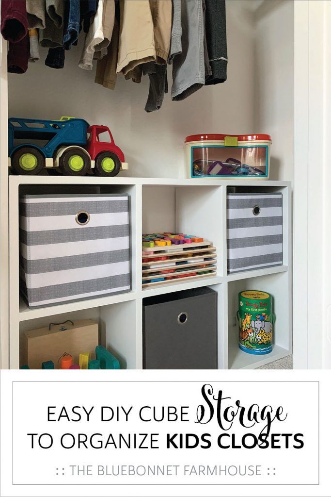 Easy Diy Cube Storage To Organize Kids Closets | The Bluebonnet Farmhouse Pertaining To Wardrobes With Cube Compartments (View 11 of 15)