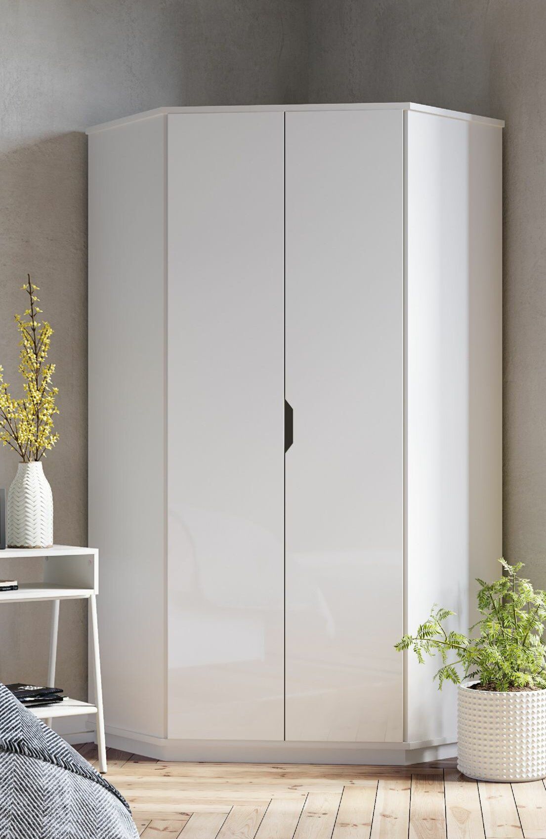 Ebern Designs Colletta 2 Door Manufactured Wood Wardrobe & Reviews |  Wayfair.co.uk Regarding 2 Door Corner Wardrobes (Photo 7 of 15)
