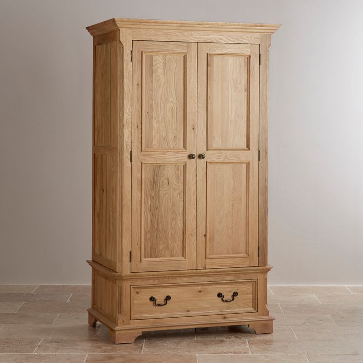Edinburgh Natural Solid Oak Double Wardrobe | Wooden Wardrobe Design,  Wooden Wardrobe, Wardrobe Furniture With Regard To Double Rail Oak Wardrobes (View 5 of 15)