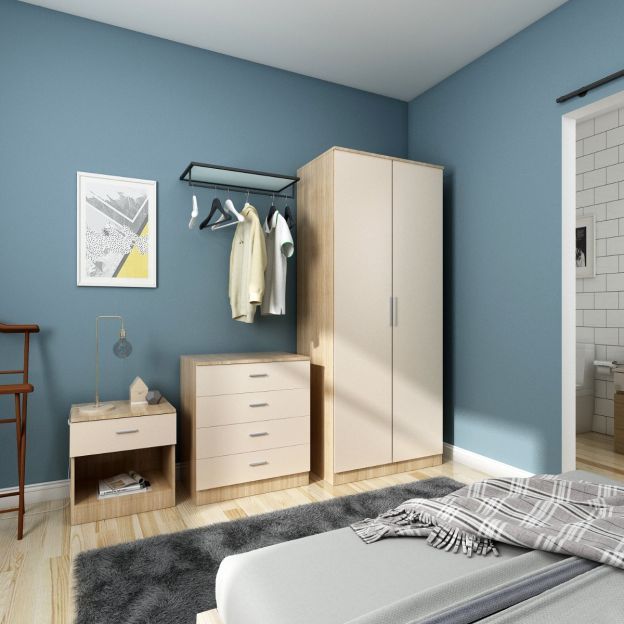 Elegant Oak And Cream Bedroom Furniture Set Online Uk | Buy Wardrobes  Online Uk With Wardrobes And Chest Of Drawers Combined (View 8 of 15)