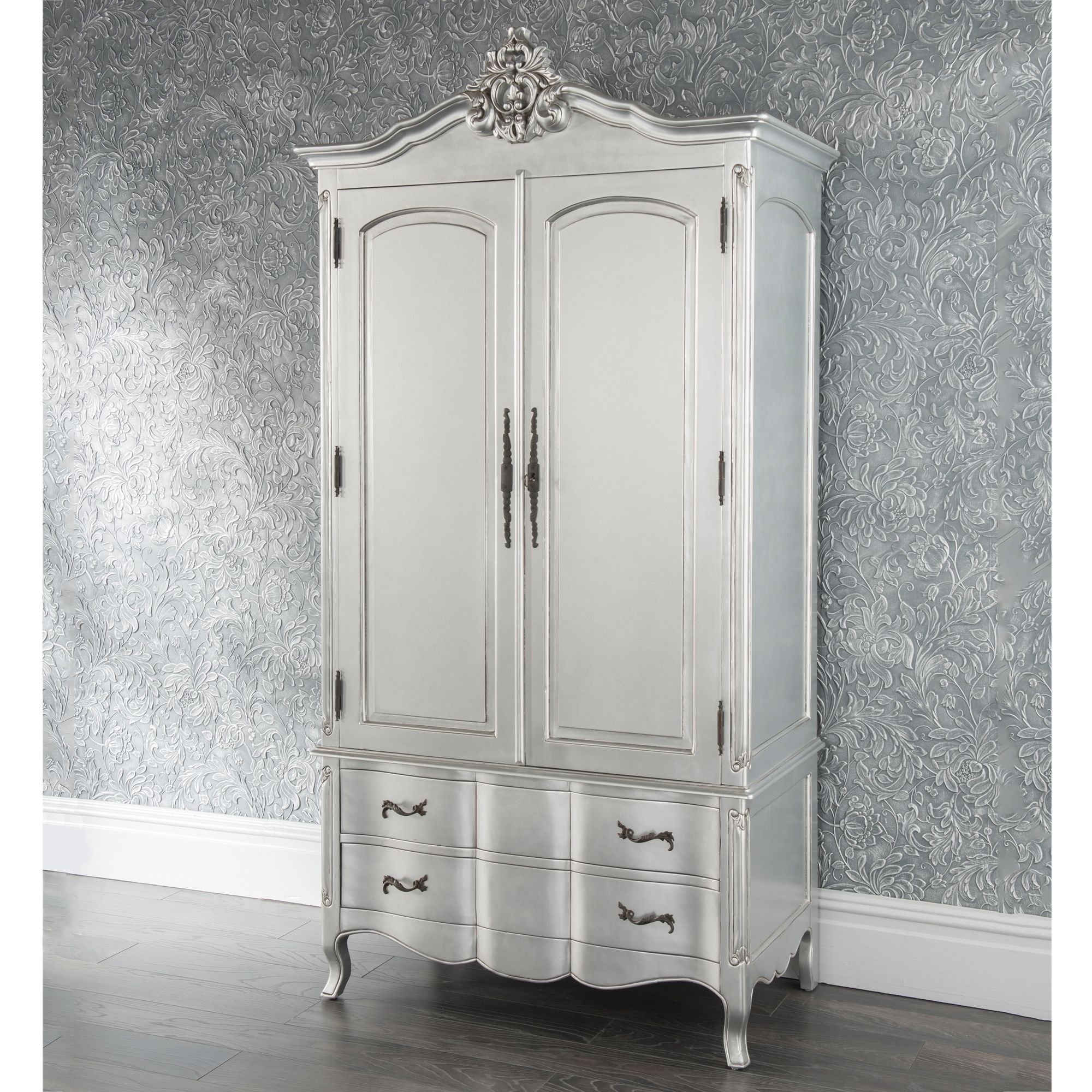 Estelle Antique French Style Wardrobe | French Style Furniture For Silver Wardrobes (View 3 of 15)