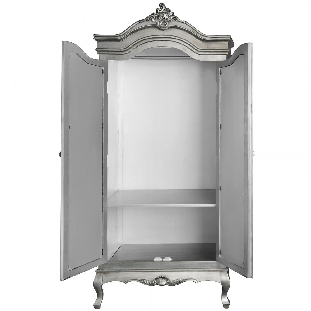 Estelle Collection Silver Leaf Double Wardrobe – Bedroom From Breeze  Furniture Uk Inside Silver Wardrobes (Photo 9 of 15)