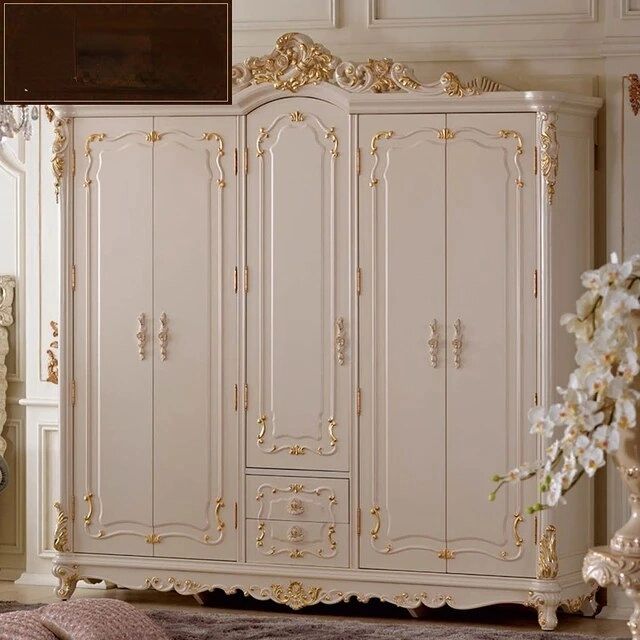 European Style Five Door Solid Wood Wardrobe Luxury French Color Painting  Wardrobe Storage Cabinet Wardrobe – Wardrobes – Aliexpress Regarding Cheap French Style Wardrobes (Photo 15 of 15)
