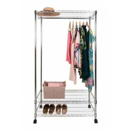 Eurowire Wardrobe With Garment Rack And Shelves Regarding Wire Garment Rack Wardrobes (View 10 of 15)