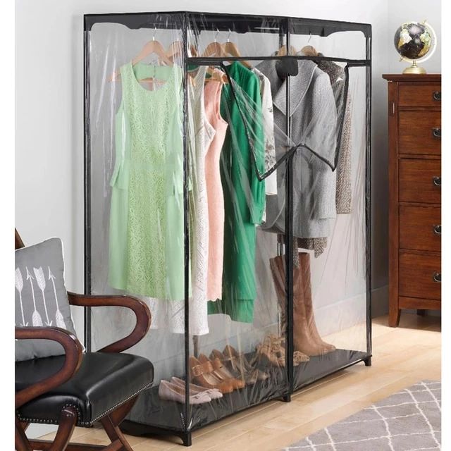 Extra Wide 60 Inch Freestanding Closet Systems, Black And Clear Home  Furniture Cabinet For Clothes Wardrobes – Aliexpress With 60 Inch Wardrobes (View 2 of 15)