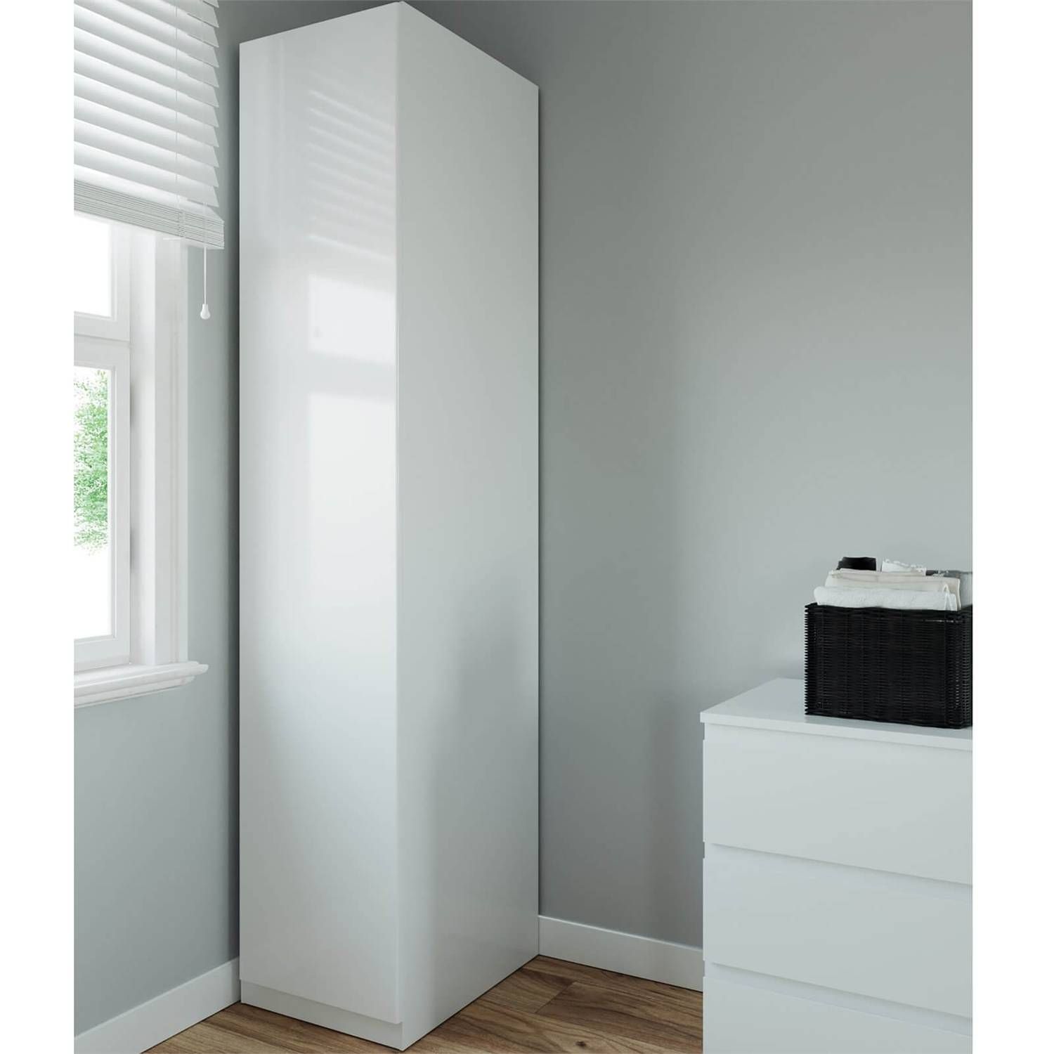 Fitted Bedroom Handleless Single Wardrobe – White | Homebase Inside Single White Wardrobes (Photo 1 of 7)