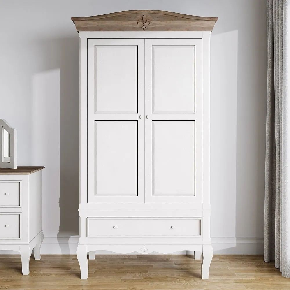 Fleur French Style White Shabby Chic 2 Door Wardrobe – Made In Solid Mango  Wood – Cfs Furniture Uk Pertaining To Shabby Chic White Wardrobes (View 14 of 15)