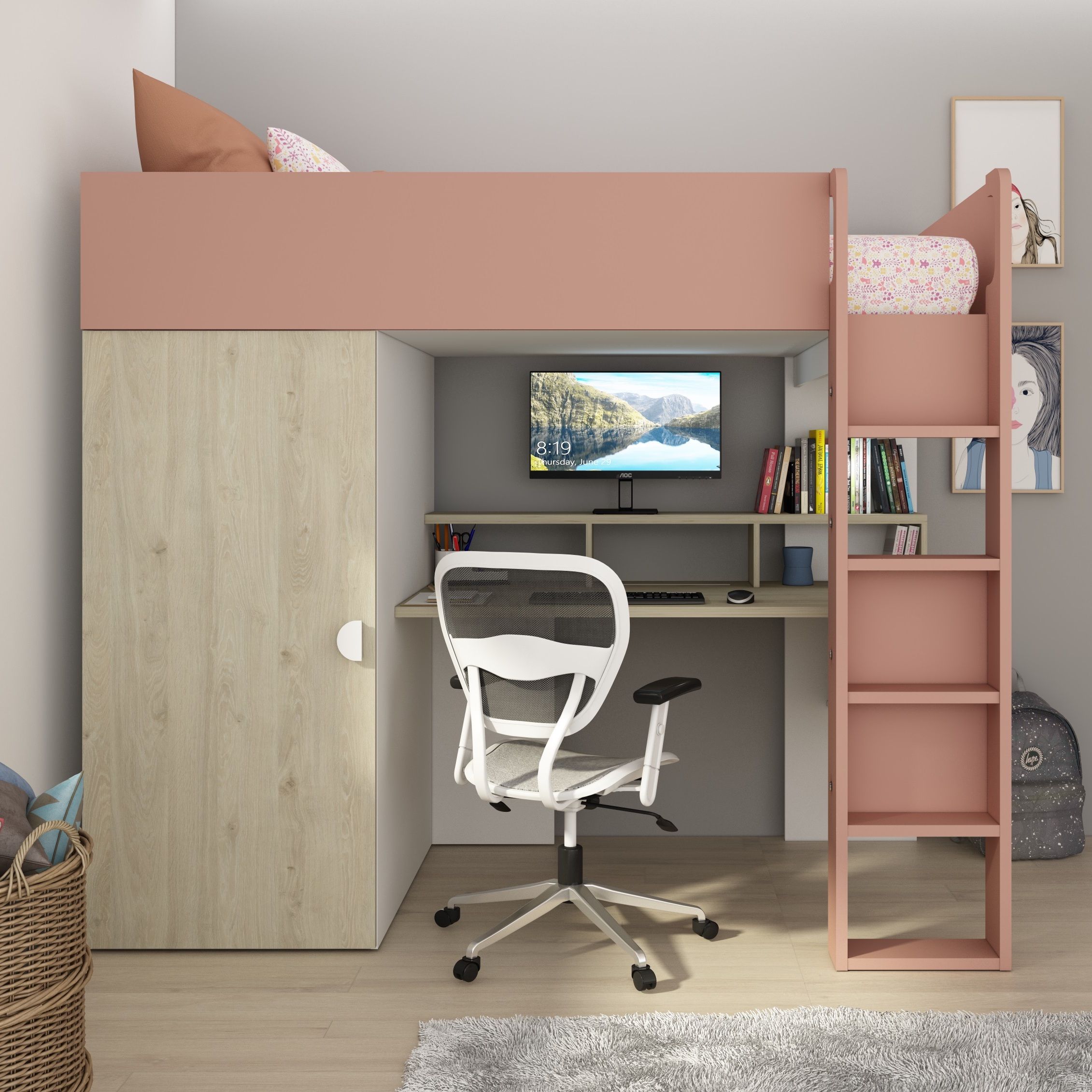 Flow High Sleeper Bed – Oak/pinktrasman • Nest Designs For High Sleeper Bed With Wardrobes (View 6 of 8)