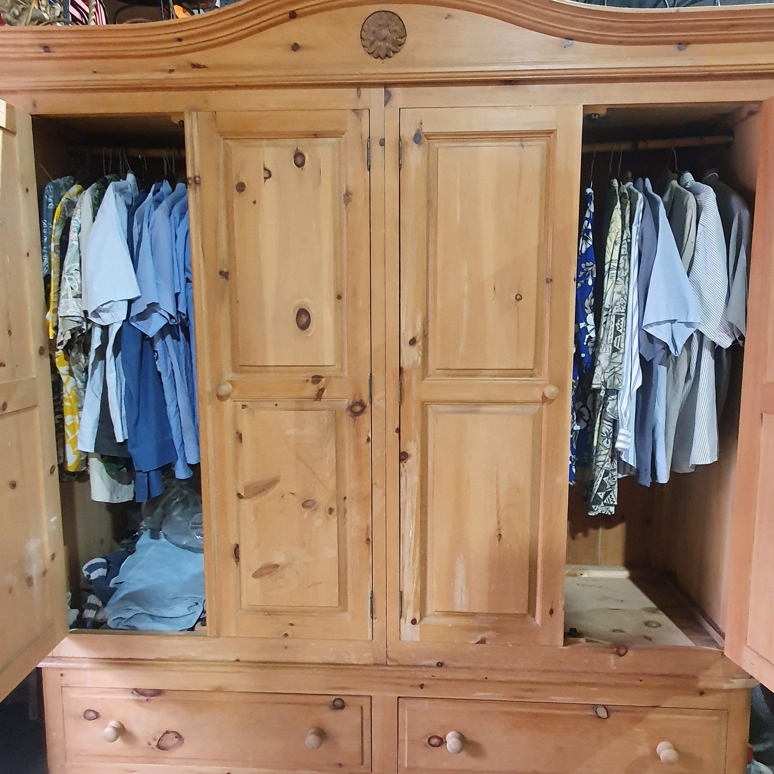 Four Door Pine Wardrobe With Two Drawers | Tramps Uk With Regard To Pine Wardrobes (Photo 5 of 14)