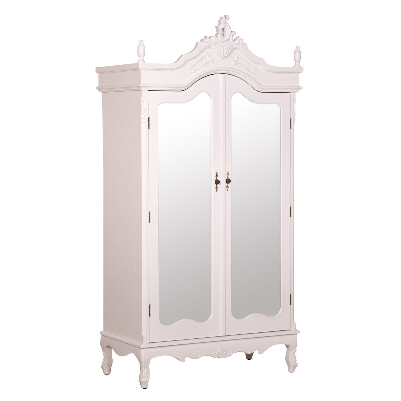 French Antique White Chateau Shabby Chic Mirrored Double Armoire Wardrobe |  Ebay Pertaining To Large Shabby Chic Wardrobes (Photo 11 of 15)