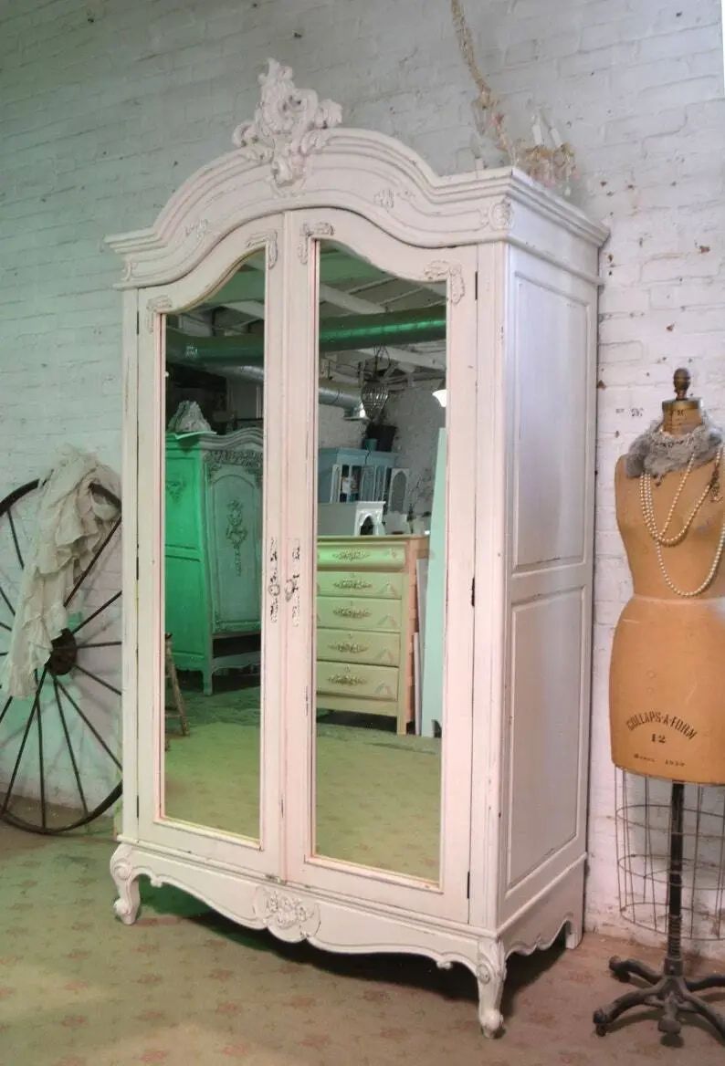 French Armoire Painted Cottage Chic Shabby French Romantic Armoire/ Wardrobe  | Ebay Intended For White French Armoire Wardrobes (Photo 11 of 15)