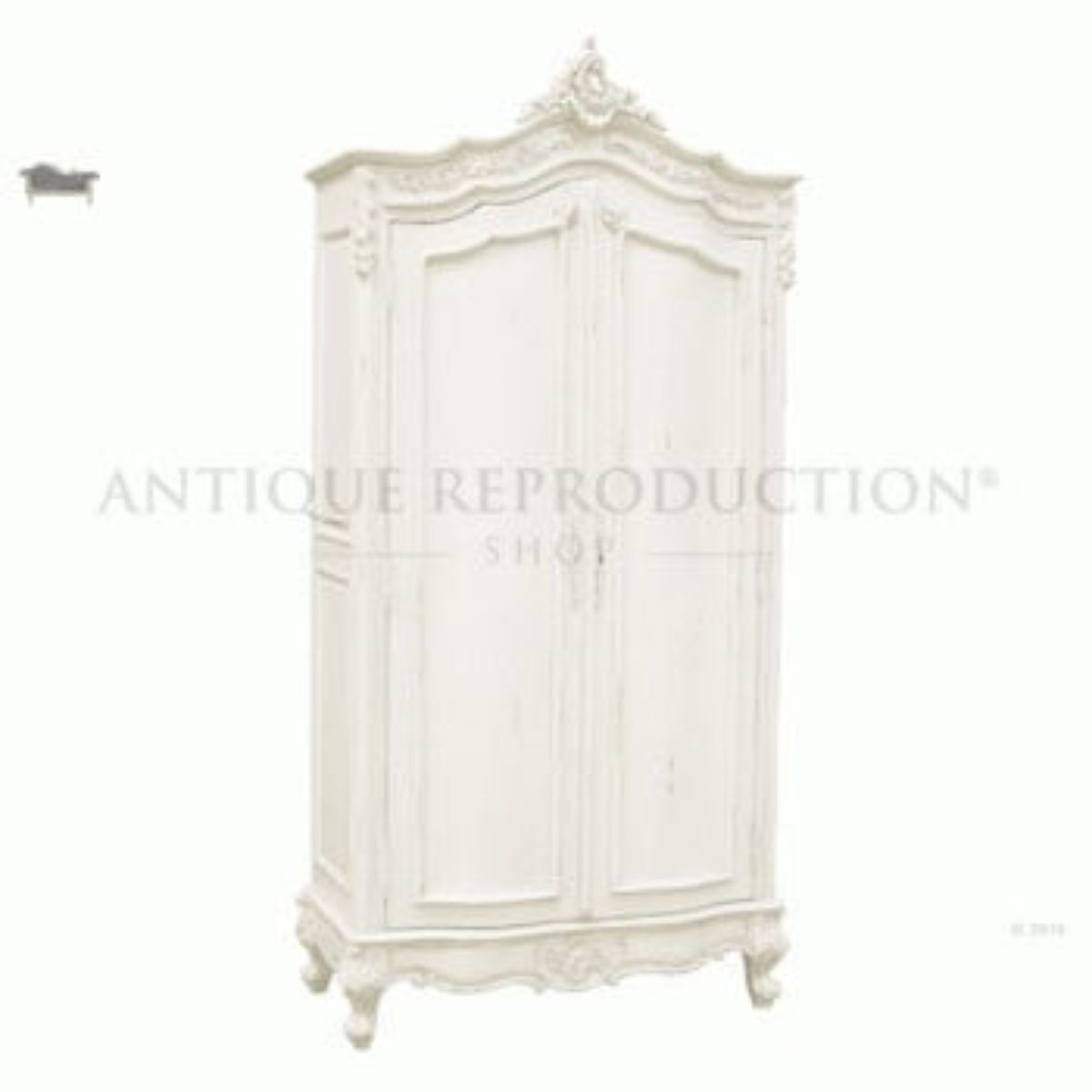 French Provincial Armoire Wardrobe Antique White – Antique Reproduction Shop Within French Wardrobes For Sale (View 15 of 15)