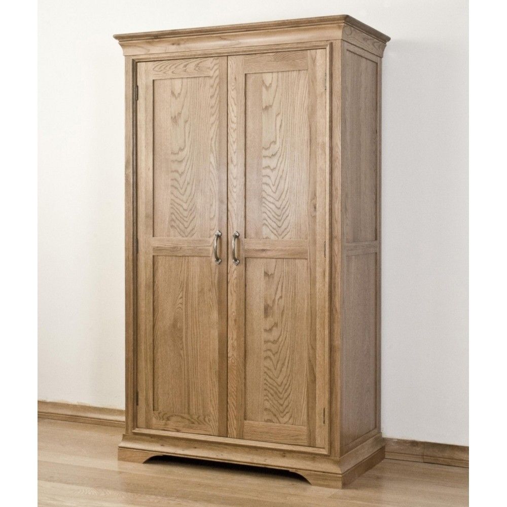 French Solid Oak Furniture Full Hanging Double Wardrobe – Sale Intended For Cheap Double Wardrobes (Photo 3 of 15)