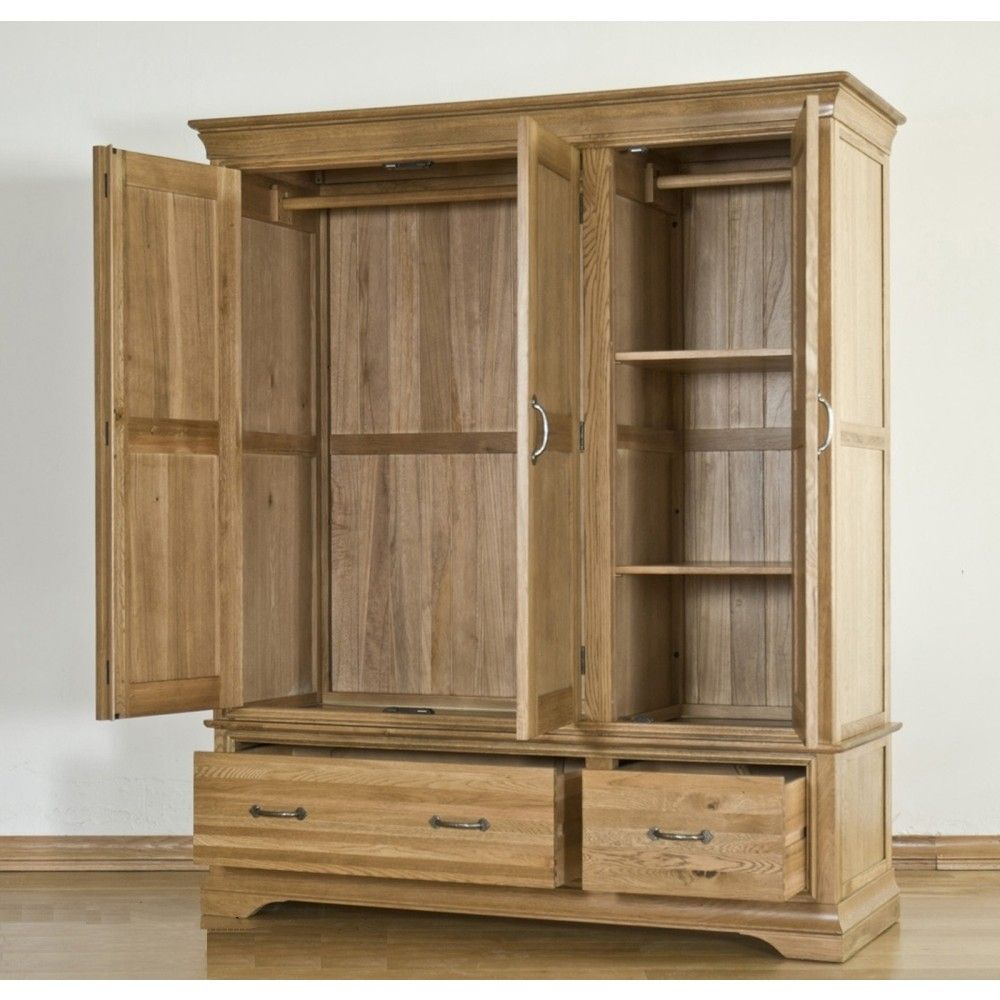 French Solid Oak Furniture Triple Wardrobe  Sale With Regard To Triple Oak Wardrobes (View 5 of 15)
