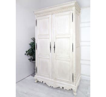 French Style Whitewashed French Style Wardrobe Armoire | Nicky Cornell Pertaining To Whitewash Wardrobes (View 14 of 15)