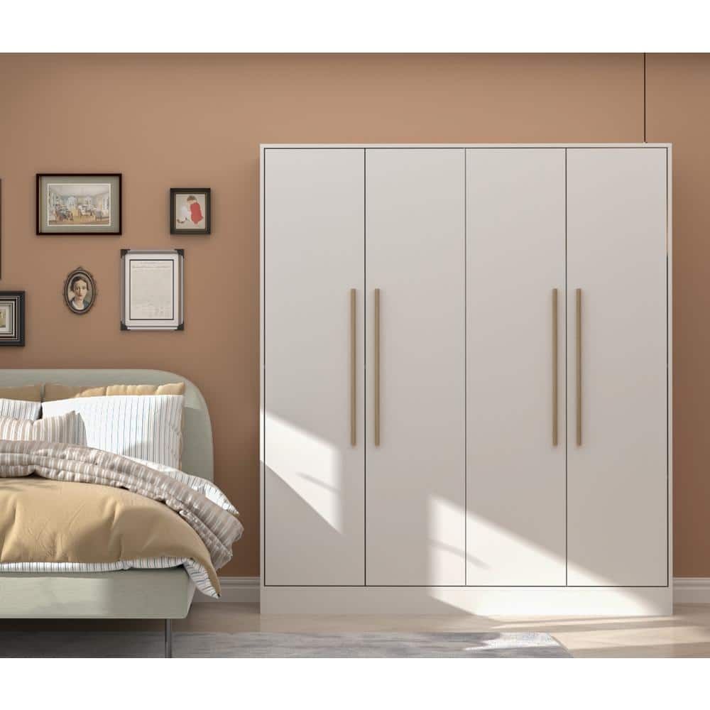 Fufu&gaga White 4 Door Wardrobe Armoires With Hanging Rod And Storage  Shelves (70.9 In. H X 63 In. W X 19.7 In (View 11 of 15)