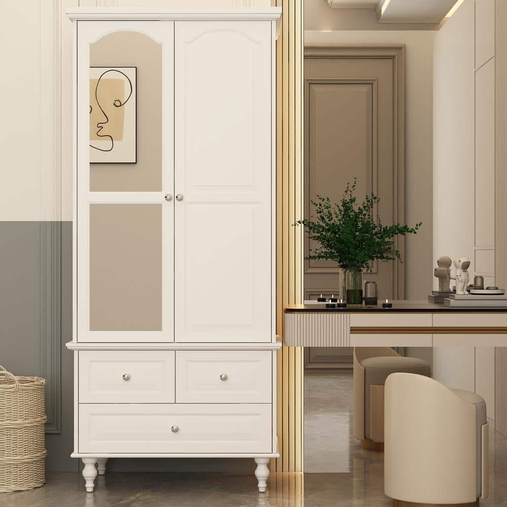 Featured Photo of 15 Inspirations White Wood Wardrobes with Drawers
