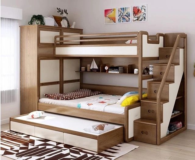 Full Round Solid Wood Multi Functional Combined Bed Wardrobe Bed Storage  High Box Upper And Lower Bed Parallel Child And Mother – Bedroom Sets –  Aliexpress With Over Bed Wardrobes Sets (Photo 15 of 15)