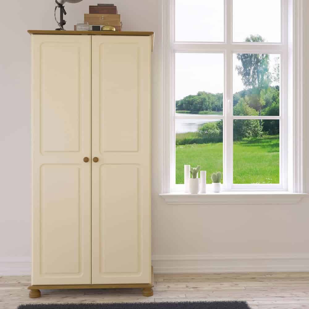 Furniture To Go Richmond 2 Door Wardrobe Cream Pine | The Home & Office  Stores Throughout White And Pine Wardrobes (Photo 14 of 15)