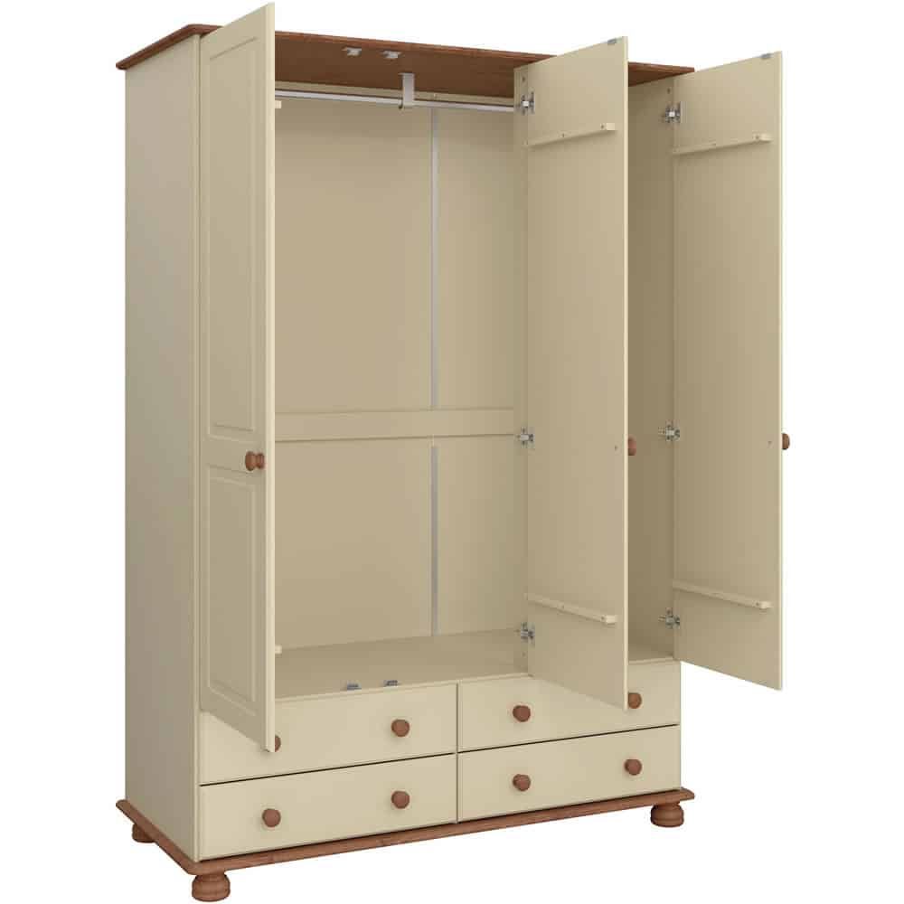 Furniture To Go Richmond 3 Door 4 Drawer Wardrobe Cream Pine | The Home &  Office Stores With Richmond Wardrobes (View 13 of 15)