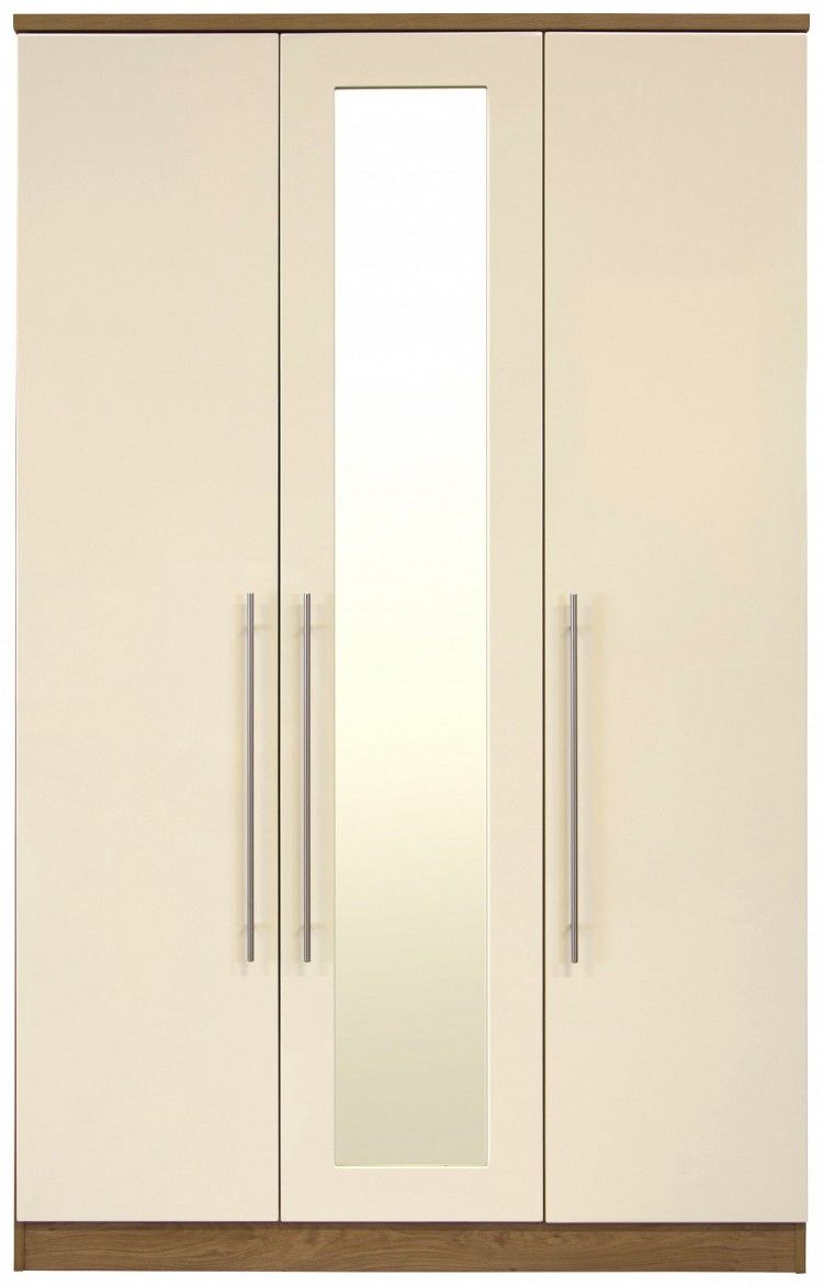 Gfw Keswick 3 Door Cream Gloss Wardrobe With Mirrorsgfw With Regard To Cream Gloss Wardrobes Doors (View 4 of 15)