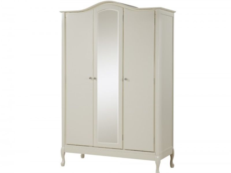 Gfw Loire 3 Door Ivory Wardrobe With Centre Mirrorgfw With Regard To Ivory Wardrobes (View 9 of 15)