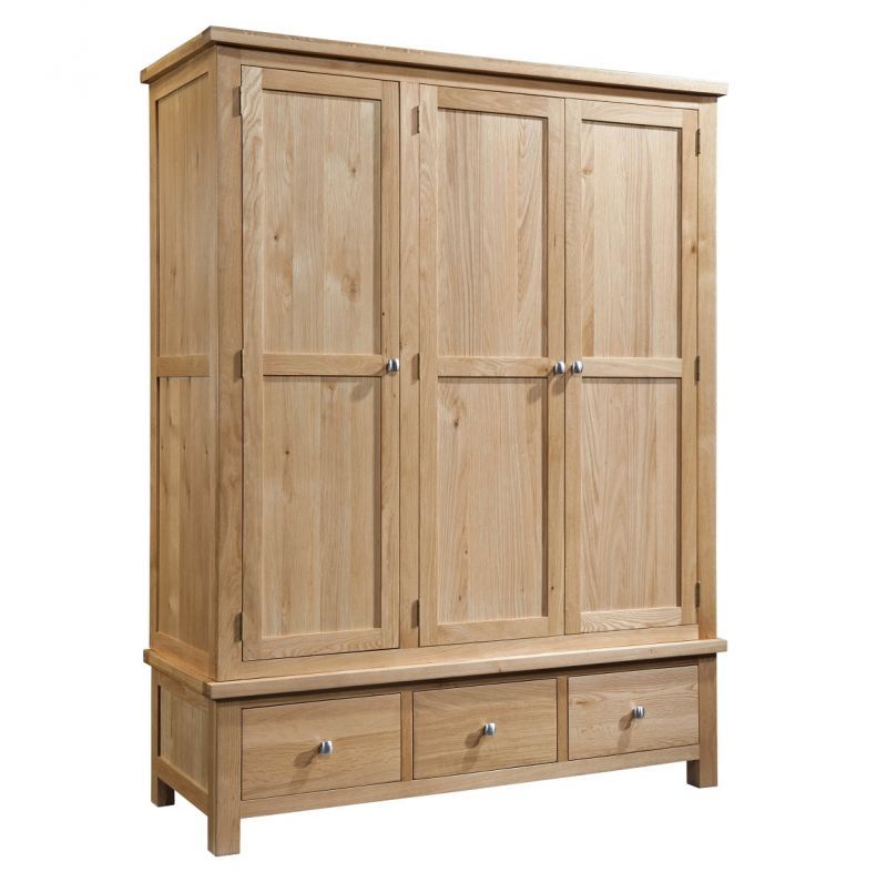 Grasmere Light Oak 3 Door Triple Wardrobe | Oak Furniture Uk With Regard To Oak 3 Door Wardrobes (Photo 7 of 15)
