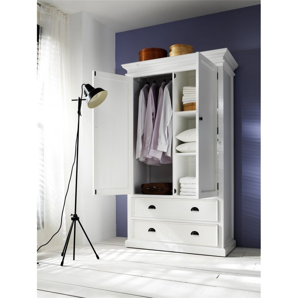 Halifax White 2 Door 2 Drawer Wardrobe – Bedroom From Breeze Furniture Uk Intended For White 2 Door Wardrobes With Drawers (Photo 5 of 15)