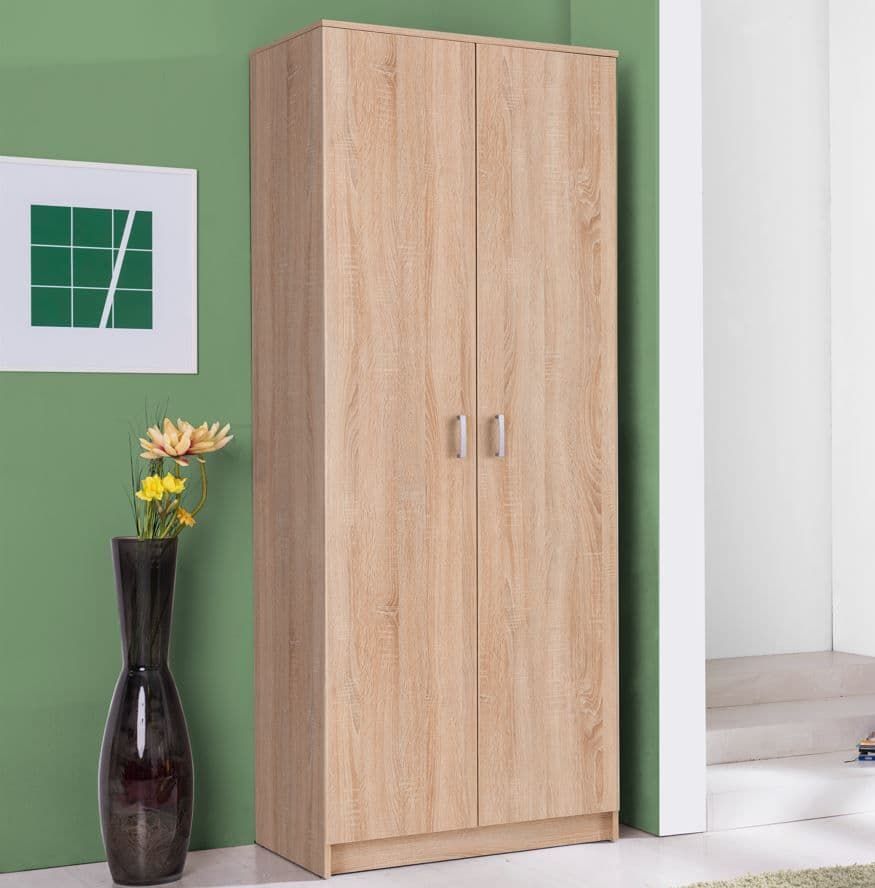Hana Oak Effect 2 Door Wardrobe With Hanging Rail Intended For Double Rail Single Wardrobes (View 9 of 15)