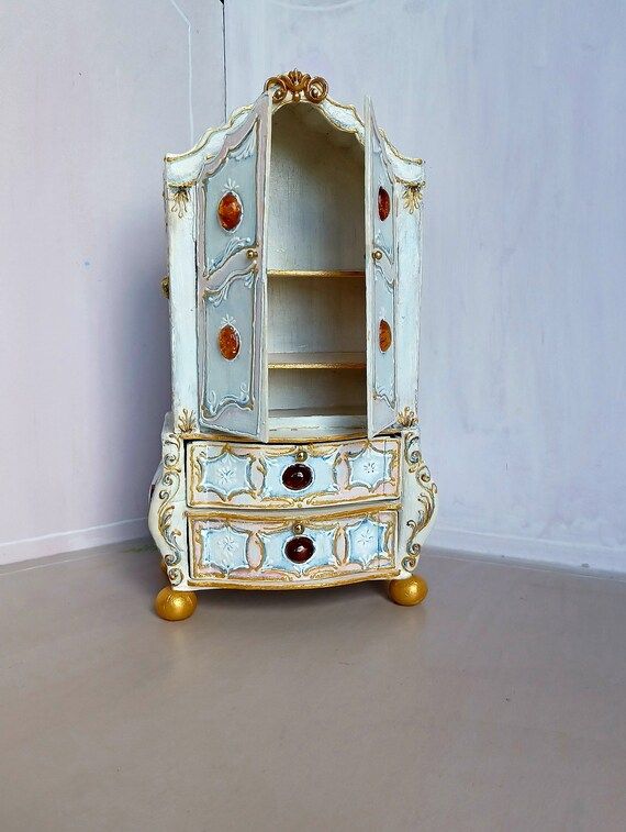 Hand Craft.rococo Amber Wardrobe For A Doll's House – Etsy Finland Pertaining To Rococo Wardrobes (Photo 13 of 15)