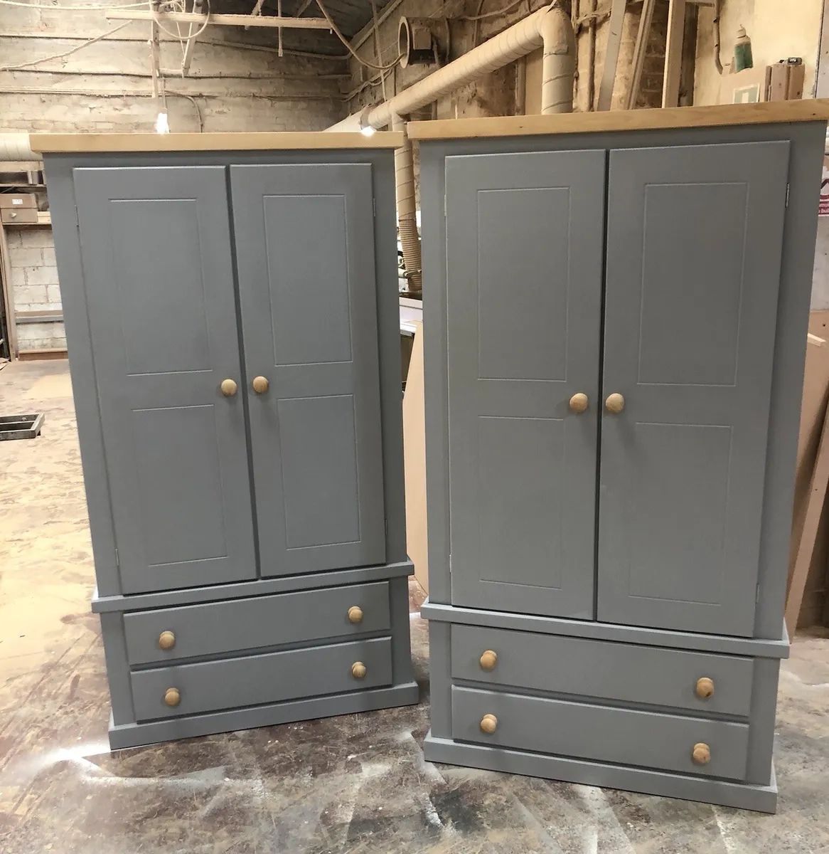 Handmade Aylesbury Grey Double Twin Wardrobes For Sale … | Ebay Throughout Cheap Double Wardrobes (View 7 of 15)