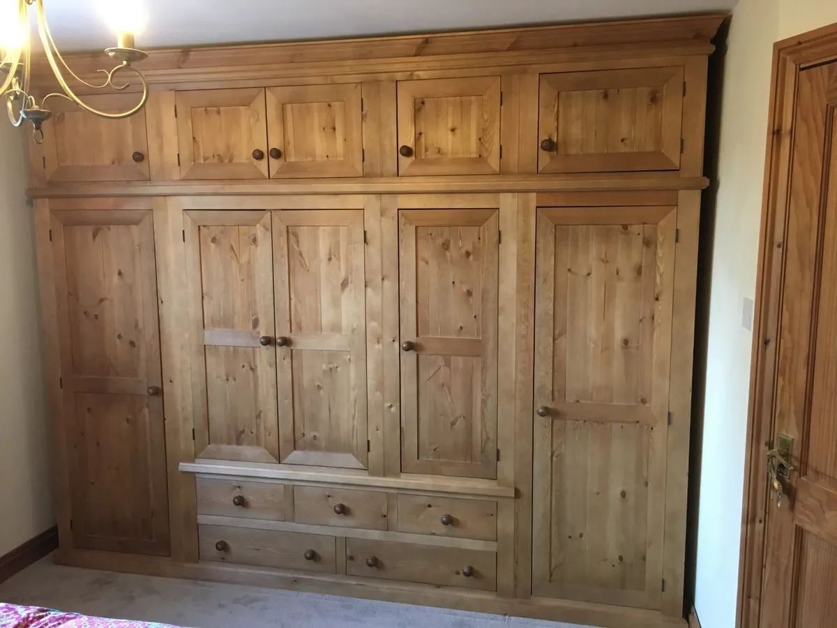 Handmade Solid Pine Extra Large 5 Door 5 Drawer Wardrobe With Top Box | Ebay Inside Pine Wardrobes With Drawers (Photo 3 of 15)