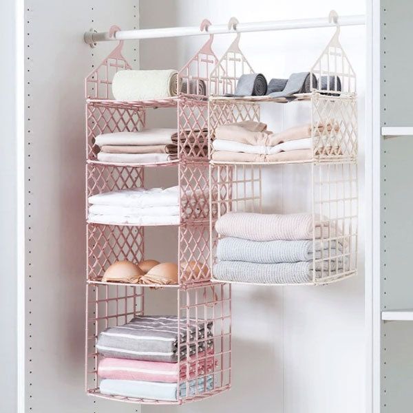 Hanging Closet Organizer – Plastic – Pink – White – Apollobox With Hanging Closet Organizer Wardrobes (Photo 12 of 15)