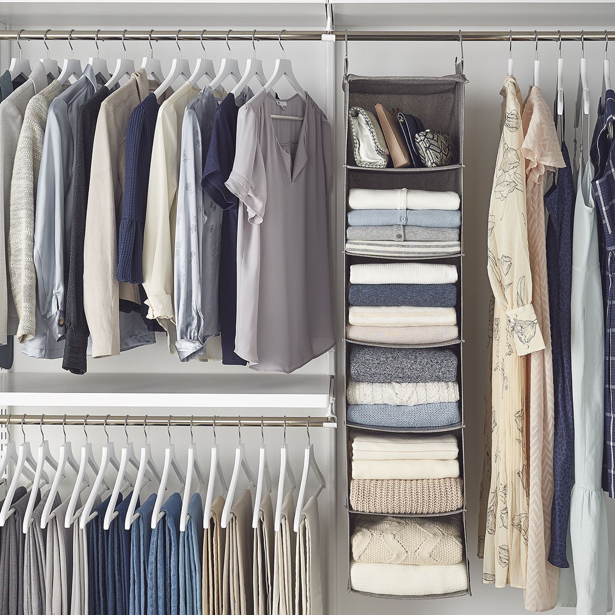 Hanging Wide Closet Organizers | The Container Store Regarding Hanging Closet Organizer Wardrobes (Photo 3 of 15)