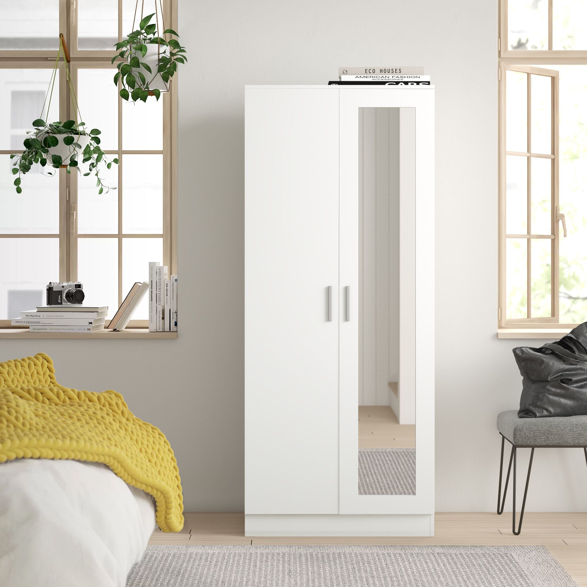 Hashtag Home Osbourne 2 Door Manufactured Wood Wardrobe & Reviews |  Wayfair.co.uk Intended For Cheap White Wardrobes (Photo 6 of 15)