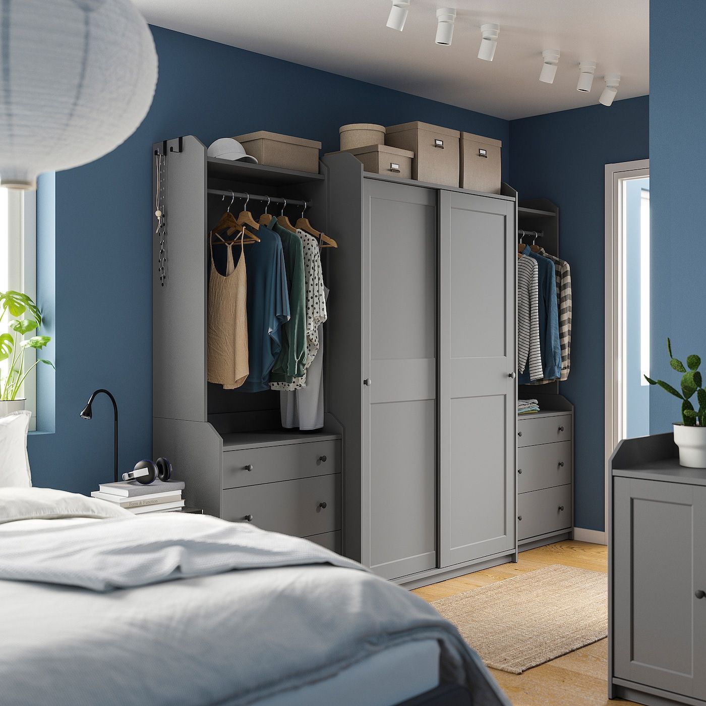 Hauga Wardrobe Combination, Grey, 258x55x199 Cm – Ikea Inside Wardrobes And Drawers Combo (View 14 of 15)