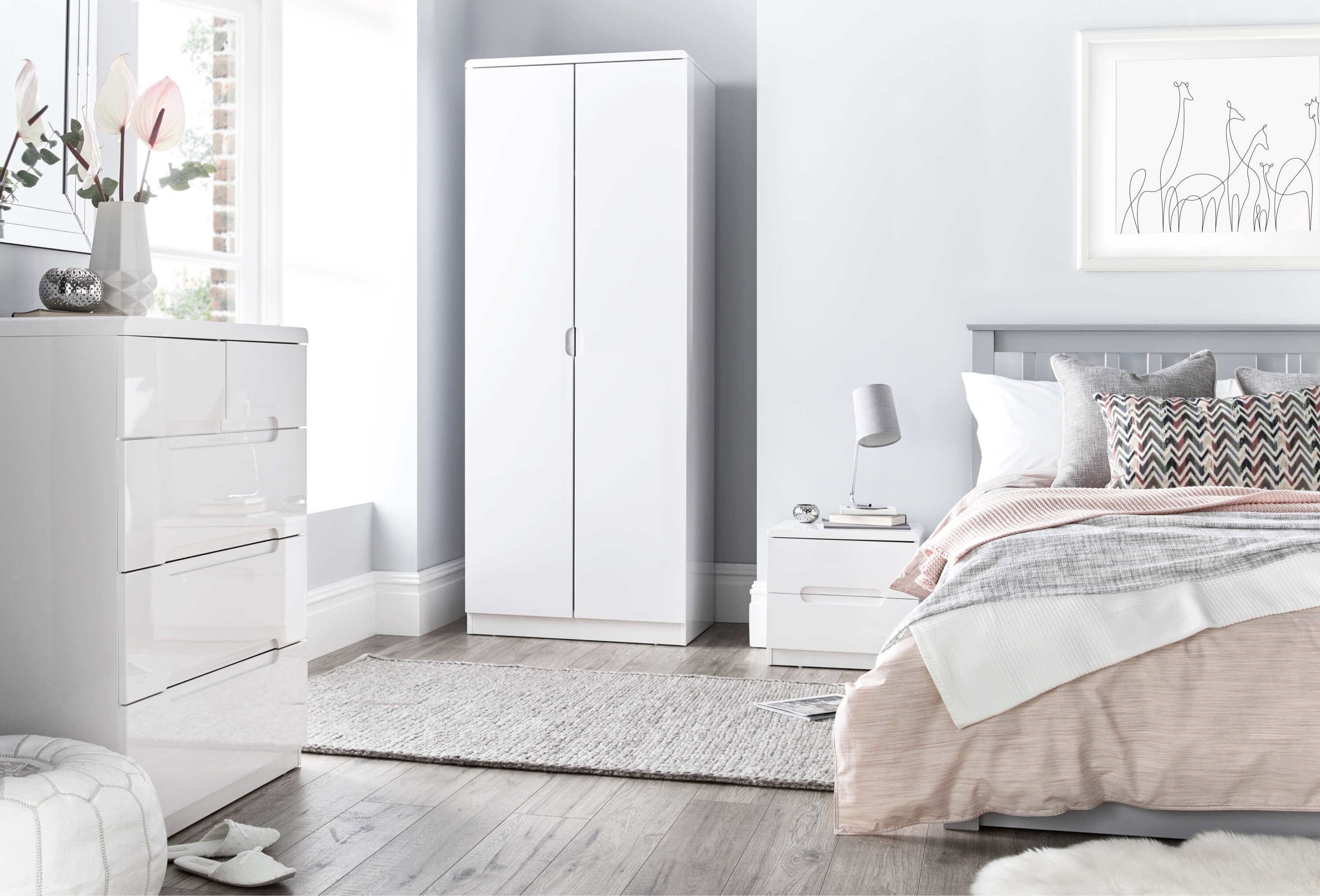 High Gloss Bedroom Furniture | White Gloss Chest Of Drawers | Time4sleep Inside White Gloss Wardrobes Sets (Photo 2 of 15)
