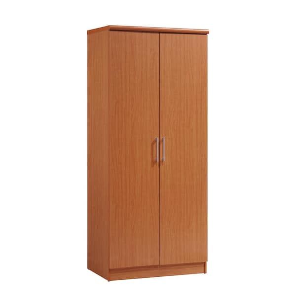 Hodedah 2 Door Cherry Armoire With Shelves Hid8600 Cherry – The Home Depot Pertaining To Wardrobes In Cherry (Photo 1 of 15)