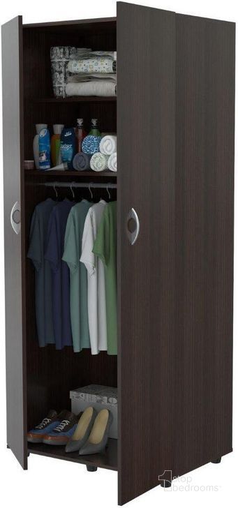 Homeroots Espresso Melamine And Engineered Wood Wardrobe With 2 Doors  249832 – 1stopbedrooms With Regard To Espresso Wardrobes (Photo 13 of 15)