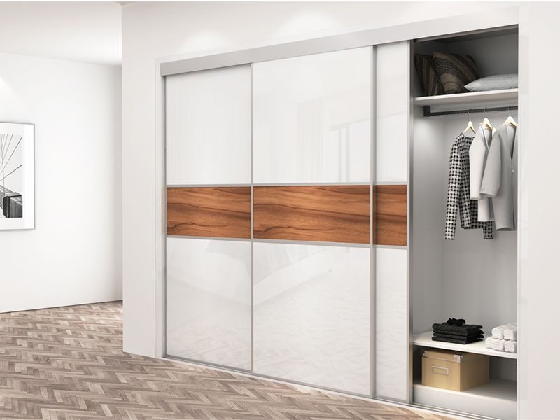 Houlive White Color Gloss Sliding Wardrobe 3 Door Style With Regard To White Gloss Sliding Wardrobes (Photo 8 of 15)